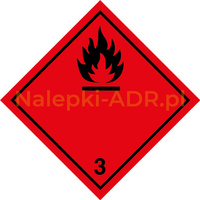 Nalepka nr 3 - Nalepki ADR klasa 3 Materiały ciekłe zapalne (250 sztuk - FOLIA) 10x10cm